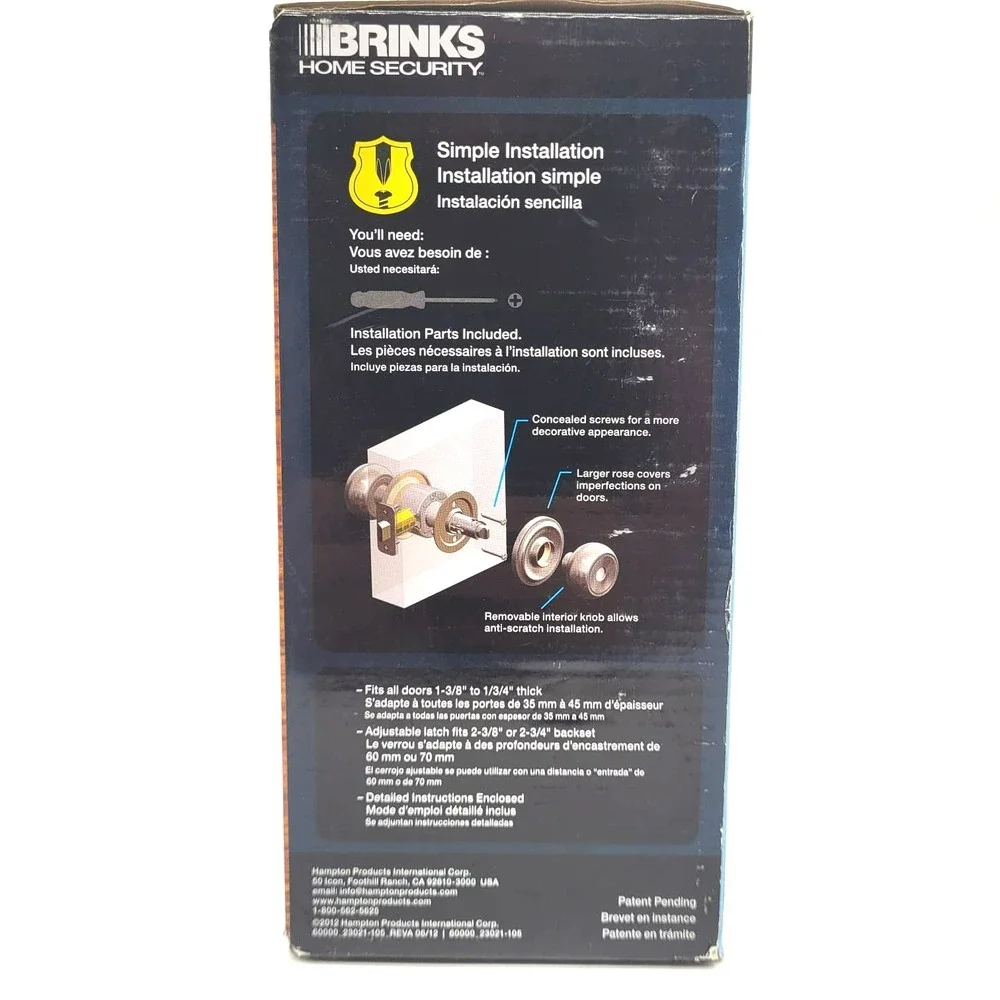 Brinks Stafford‎ Style Polished Brass Interior Locking Push Pull Rotate Knob
